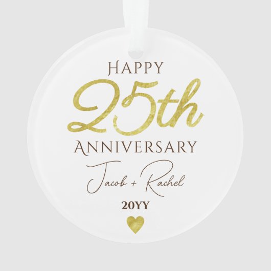 25th Anniversary Faux Gold Custom Wedding Ornament (achterkant)