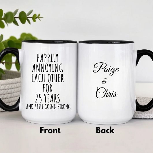 25th Anniversary Funny Silver Mug for Couples Mok