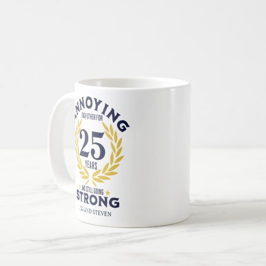 25th Anniversary Gift for couples Koffiemok (Voorkant links)