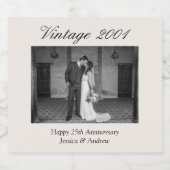 25th Anniversary Gift Personalized Wedding Photo Sparkling Wijnetiket (Enkel label)