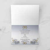 25th Anniversary Party elegante blauwe bloemen Kaart (Binnen)