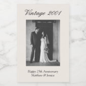 25th Anniversary Party Favor Custom Wedding Photo Wijn Etiket (Enkel label)