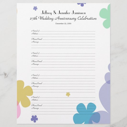 25th Anniversary Party Guest Book Sign-In Page (Voorkant)