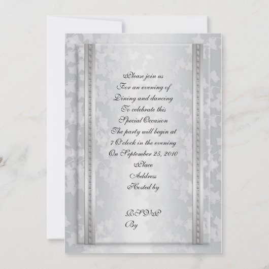 25th Anniversary party uitnodiging zilver (Achterkant)