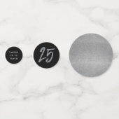 25th Anniversary Party zwart zilver gepersonalisee Confetti (Voorkanten)