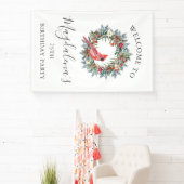 25th Birthday Banner Red Cardinal Custom Welcome (Insitu)