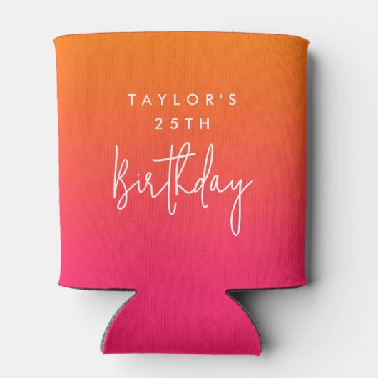 25th Birthday Bold Hot Pink and Orange Ombre Blikjeskoeler (Achterkant)