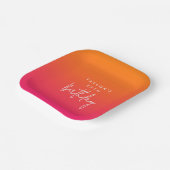 25th Birthday Bold Hot Pink and Orange Ombre Papieren Bordje (Gebogen)