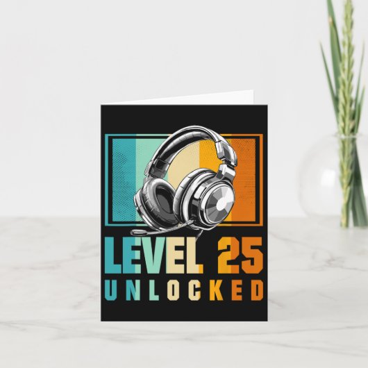 25th Birthday Boy Video Gamer Level 25 Ontgrendeld Kaart (Voorkant)