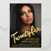 25th Birthday custom foto script goud