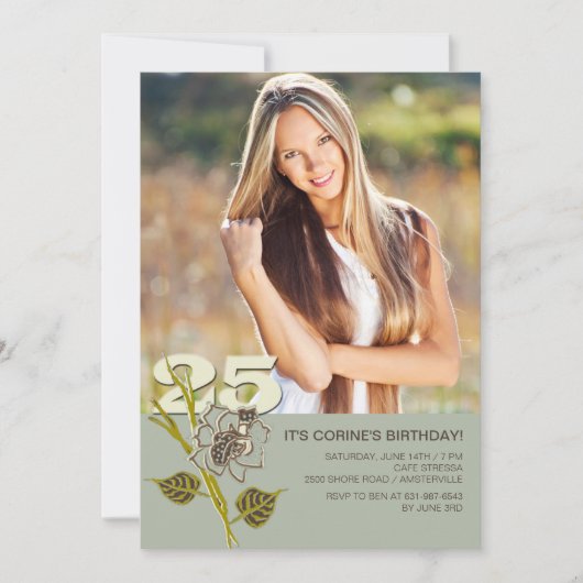 25th Birthday Foto Uitnodiging (Voorkant)