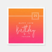25th Birthday Hot Pink Orange Colorful  Servet (Voorkant)