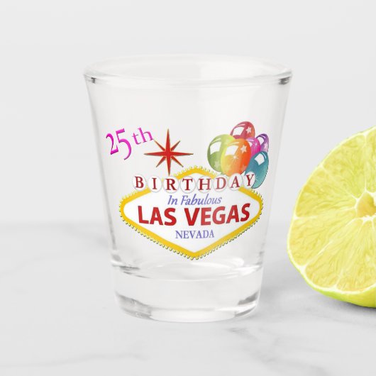 25th Birthday Las Vegas Shot glass Glas (Voorkant)