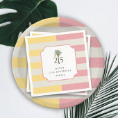 25th Birthday Palm Beach Pastel Stripe Tropical Servet