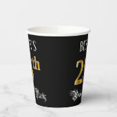 25th Birthday Party — Fancy Script, Faux Gold Look Papieren Bekers (Links)
