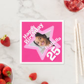 25th Birthday party fotoster hot roze inapkins Servet (Insitu)