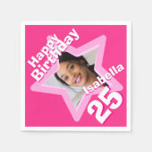 25th Birthday party fotoster hot roze inapkins Servet (Voorkant)