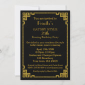 25th, Birthday party, Gatsby-stijl, zwart en goud Kaart (Voorkant)