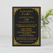 25th, Birthday party, Gatsby-stijl, zwart en goud Kaart (Staand voorkant)