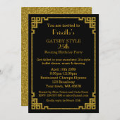 25th, Birthday party, Gatsby-stijl, zwart en goud Kaart (Voorkant / Achterkant)