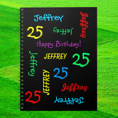 25th Birthday Party Guest Book, Repat Name Spiral Notitieboek