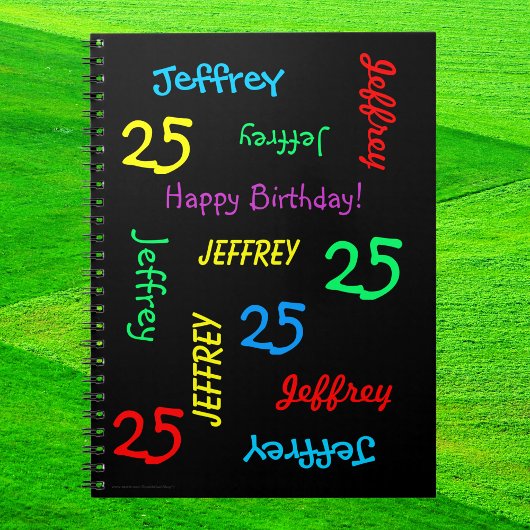 25th Birthday Party Guest Book, Repat Name Spiral Notitieboek