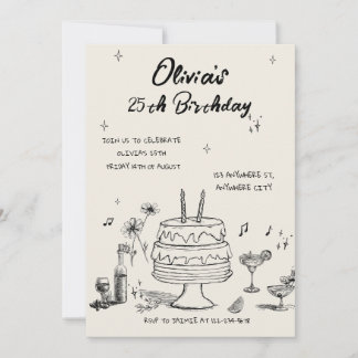 25th Birthday Party Invitation Kaart