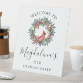 25th Birthday Party Red Cardinal Welcome Reclamebord Met Voetstuk (Insitu)