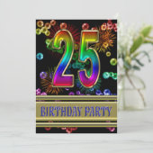 25th Birthday party Uitnodiging met bellen (Staand voorkant)