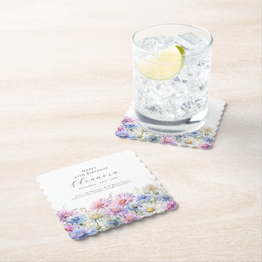 25th Birthday September Birth Flower Custom Kartonnen Onderzetters (Insitu)
