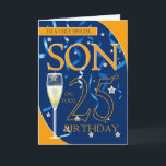 25th Birthday Son - Champagne Glass Kaart<br><div class="desc">25th Birthday Son - Champagne Glass</div>