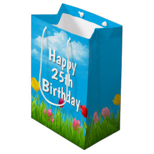 25th Birthday Tulips Medium Gift Bag Cadeauzakje