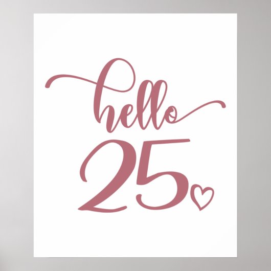 25th Birthday Women Hello 25 Cute 25 Years Old Poster (Voorkant)
