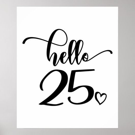 25th Birthday Women Hello 25 Cute 25 Years Old Poster (Voorkant)
