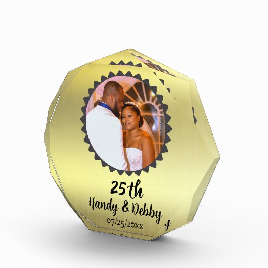 25th Gold Black Anniversary Gift Keepsake Fotoblokken (Rechts)