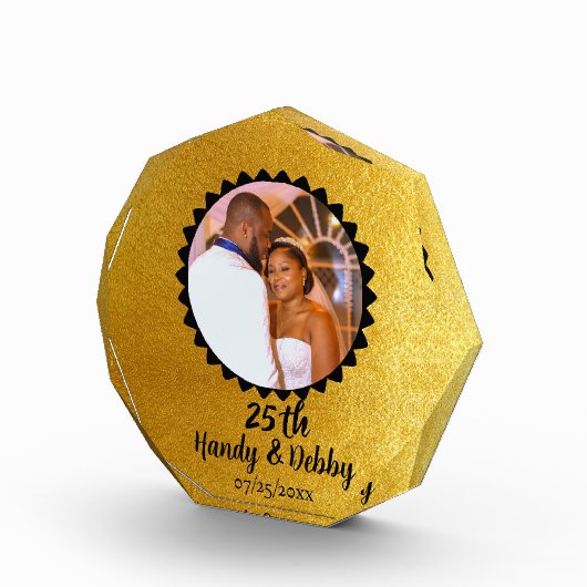 25th Gold Black Anniversary Gift Keepsake Fotoblokken (Rechts)