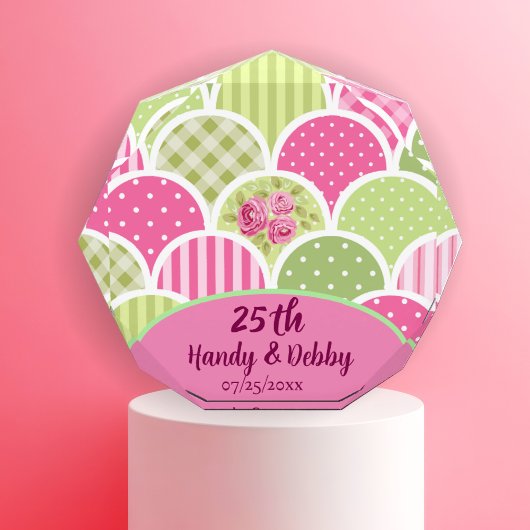 25th Modern Floral Pink Anniversary Photo Block Fotoblokken