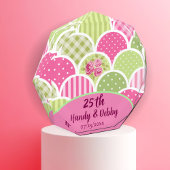 25th Modern Floral Pink Anniversary Photo Block Fotoblokken