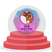 25th Pink Blue Glitter Wedding Anniversary Couple Fotoblokken