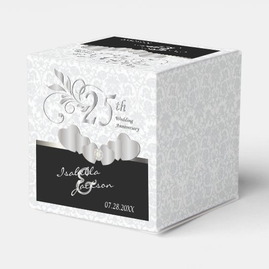 25th Silver and White Wedding Jubileum Bedankdoosjes (Achterkant)