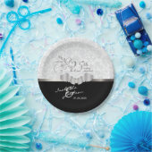 25th Silver and White Wedding Jubileum Papieren Bordje (Feest)