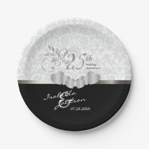 25th Silver and White Wedding Jubileum Papieren Bordje
