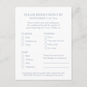 25th Silver Bruiloft Jubileum maaltijd keuze Informatiekaartje (Achterkant)