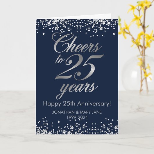 25th Silver Bruiloft Jubileum Proost Kaart (Gele Bloem)