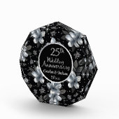 25th Silver Glitter Floral Wedding Jubileum Fotoblokken (Rechts)