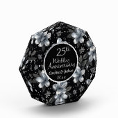 25th Silver Glitter Floral Wedding Jubileum Fotoblokken (Links)