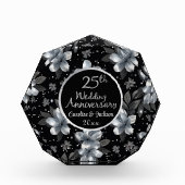 25th Silver Glitter Floral Wedding Jubileum Fotoblokken (Voorkant)