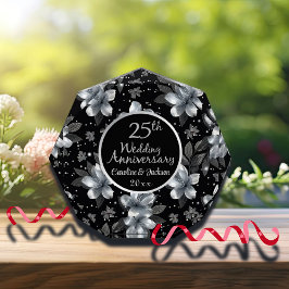 25th Silver Glitter Floral Wedding Jubileum Fotoblokken