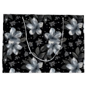 25th Silver Glitter Floral Wedding Jubileum Groot Cadeauzakje (Achterkant)