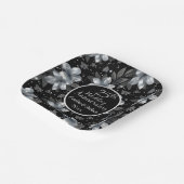 25th Silver Glitter Floral Wedding Jubileum Papieren Bordje (Gebogen)